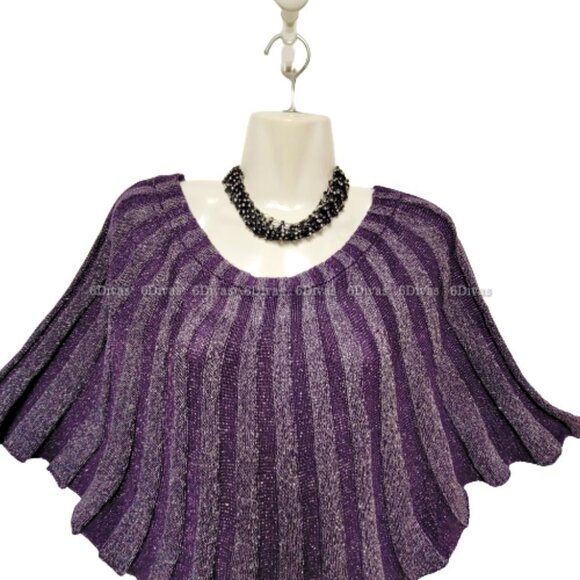 PURPLE Glitter Tunic Knit Dress or Glitter Top One Size Fits Most - Picture 3 of 13